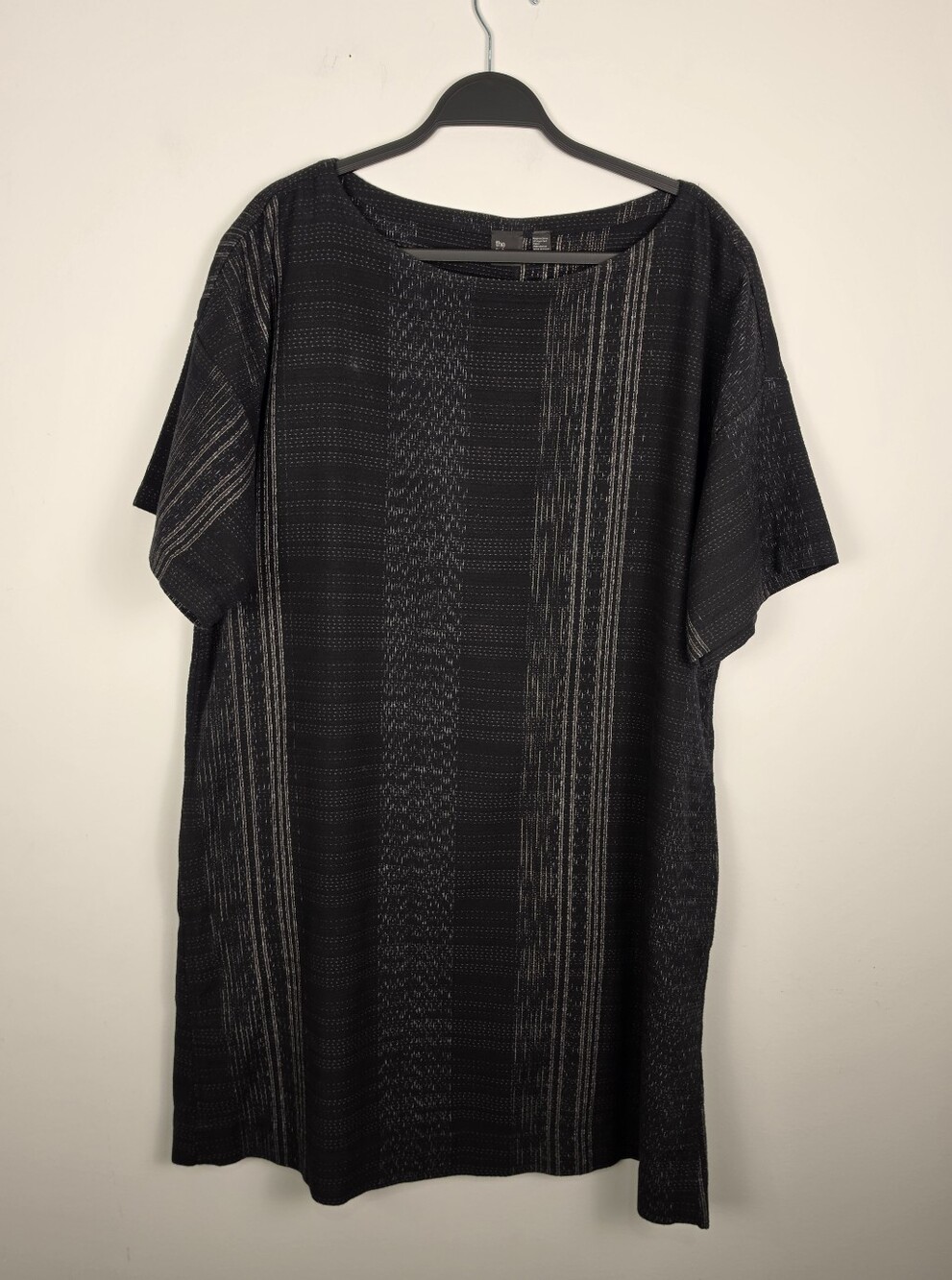 Fisher Project By Eileen Fisher Koshi Crossing Shift Dress Black Womens Size XL - Picture 2 of 14